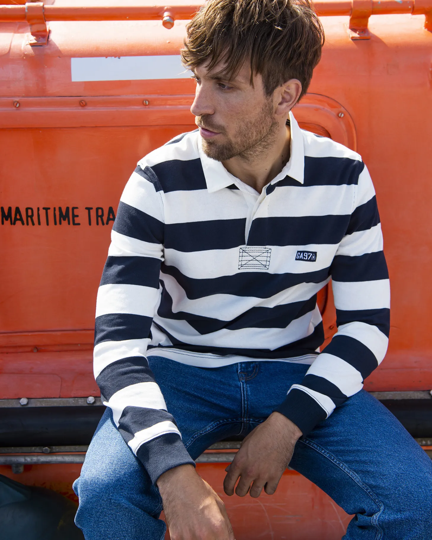 Polo'S En T-Shirts*Gaastra Gestreepte Rugby Shirt Soap